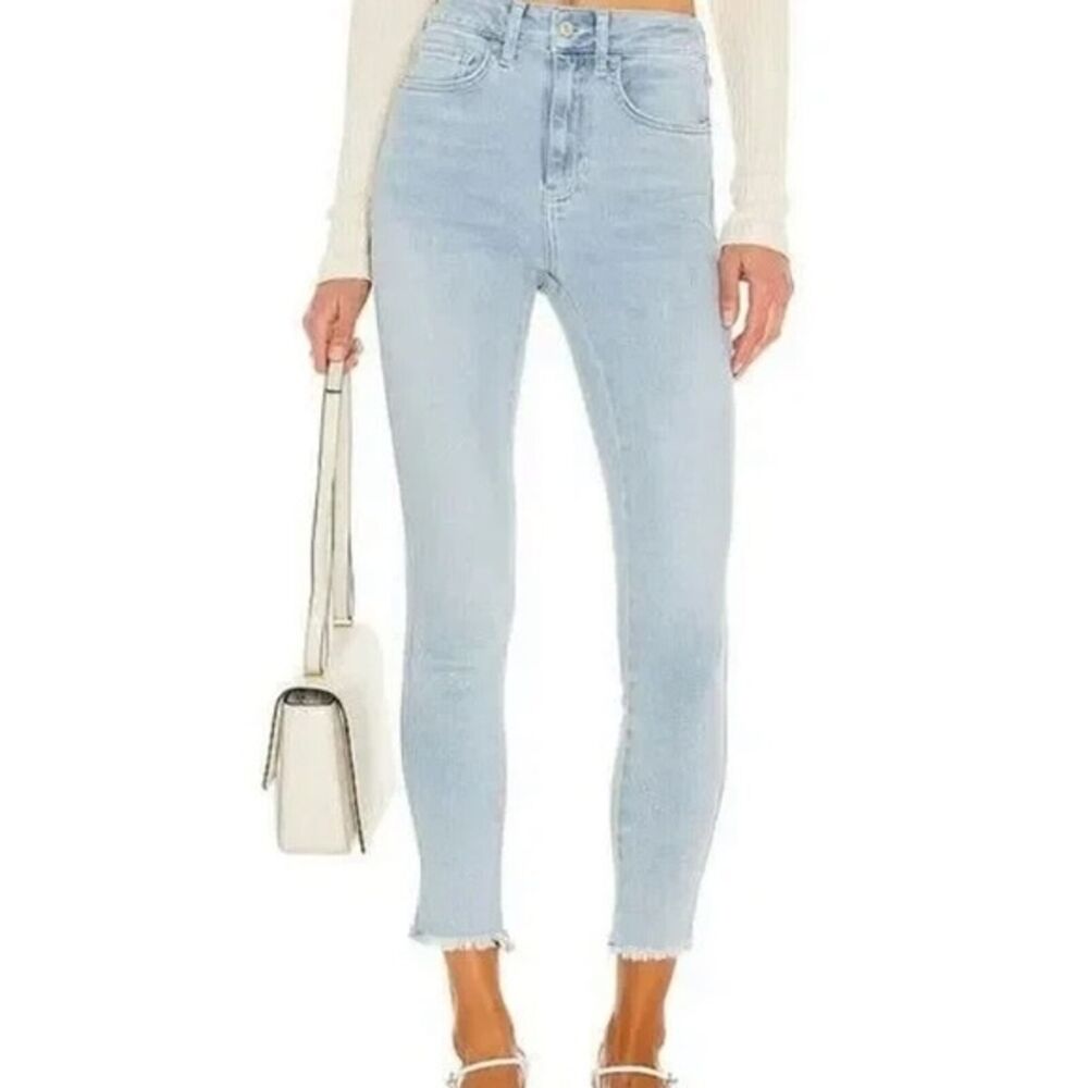 Free People NWT We The Free High Rise Jegging in Havana Blue Size 26 Frayed Hem